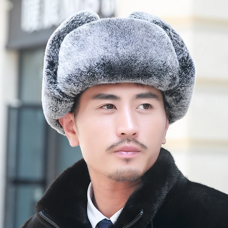 Lantafe Men Hat Winter Fur Lei Feng Cap Russian With Rabbit Mask Hats Earmuffs Riding Keep Warm Bomber | Аксессуары для одежды