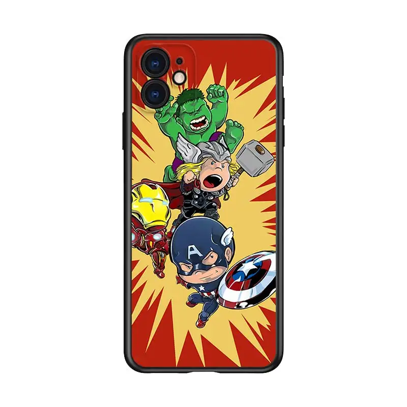 

Marvel cartoon cute for Apple iPhone 12 Pro Max Mini 11 Pro XS Max X XR 6S 6 7 8 Plus 5S SE2020 Soft Black Phone Case