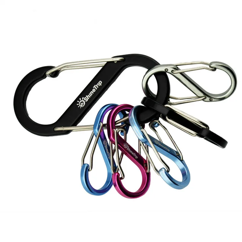 Aluminum S-shaped mountaineering buckle multifunctional 8-shaped quick hanging EDC Keychain outdoor backpack trumpet