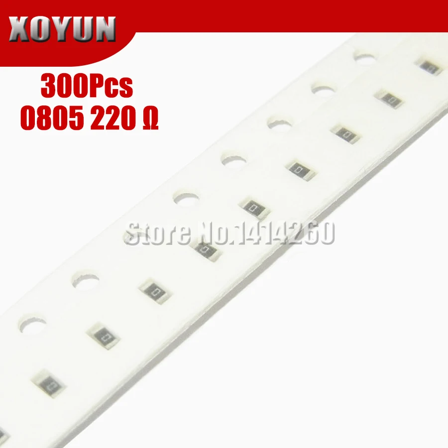 300 шт. 0805 SMD резистор 1% 220 Ом 1/8 Вт 220R 221 | Электронные компоненты и принадлежности