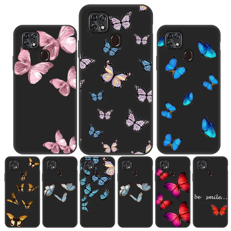 

Painted Black Phone Case for ZTE Blade 20 Smart Cover ZTE A7S 2020 V2020 Smart Vita Axon 11 SE Silicone Soft Butterfly Fundas