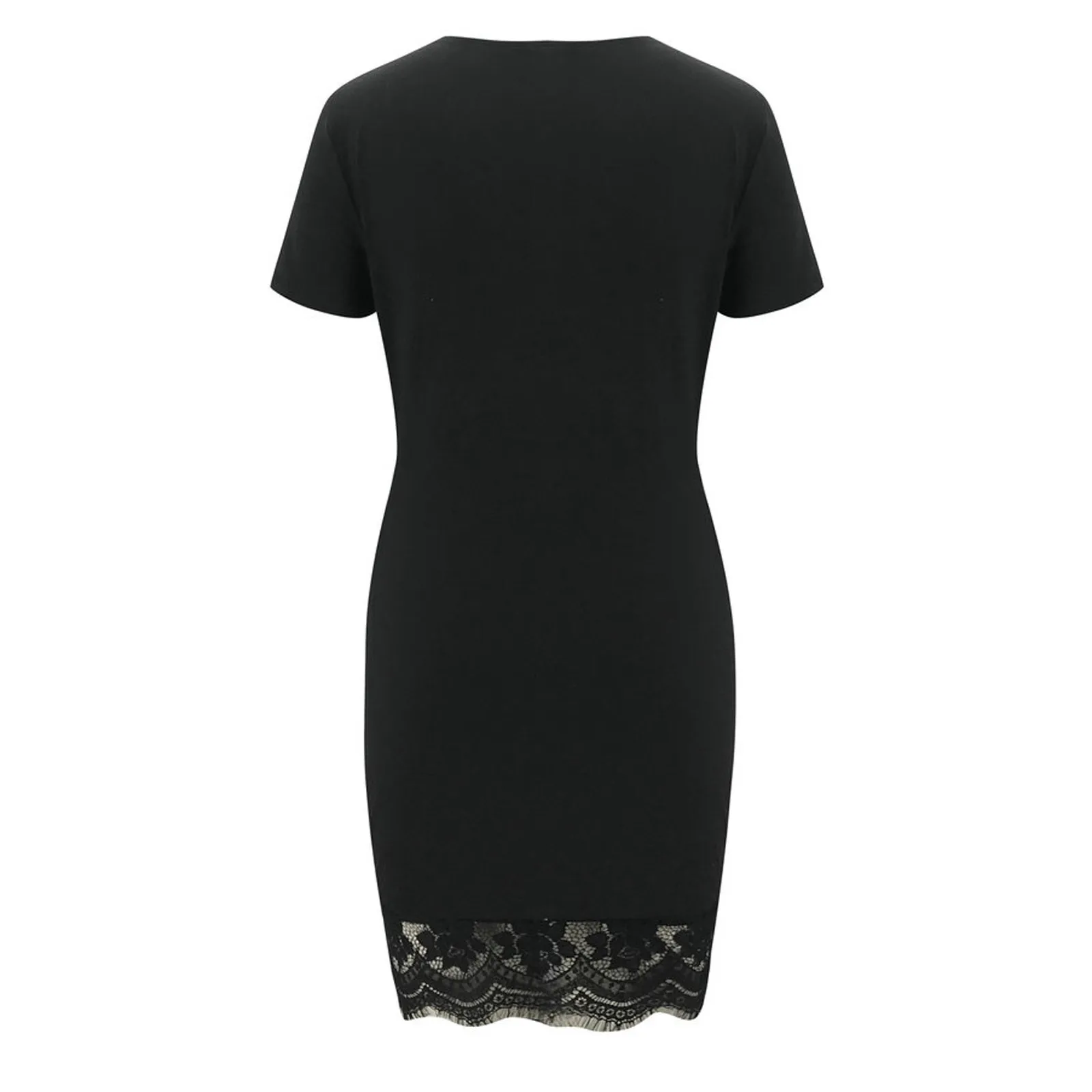 

Fashion Women Dress Summer Short Sleeve V-Neck Lace Splicing Sexy Dress Ladies Casual High Waist Slim Dress Vestidos#35