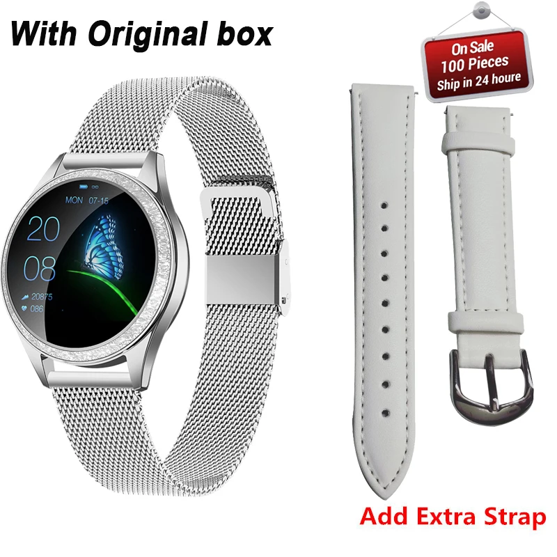 add extra strap KW20 женские Смарт-часы, модный прекрасный браслет, монитор сердечного ритма, мониторинг сна, умные часы для IOS Android PK H8 S3 KW10, ремешок - Цвет: add extra strap