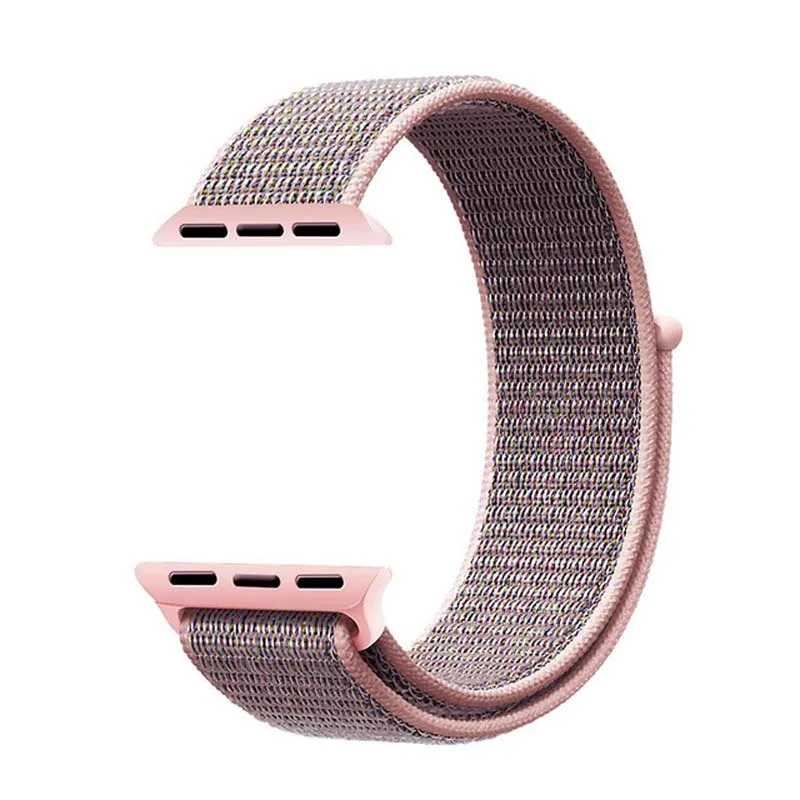 Pink Sand Петля нейлоновый ремешок для apple watch 38 мм 42 мм 40 мм 44 мм 1 2 3 4 тканый нейлоновый ремешок Ремешок для iWatch 4 узор браслет ремешок для часов - Цвет ремешка: Pink Sand