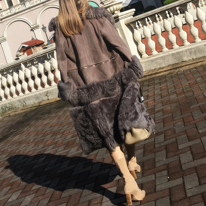 Природный натуральный мех, пальто, женская шерстяная куртка, осенне-зимняя куртка, женская одежда,, корейский Винтаж,, двухсторонние топы, ZT4170