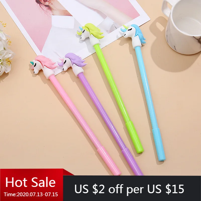 

40 PCs Cartoon Unicorn Neutral Pen Students Write Office Black Signature Pen Kawaii School Supplies
