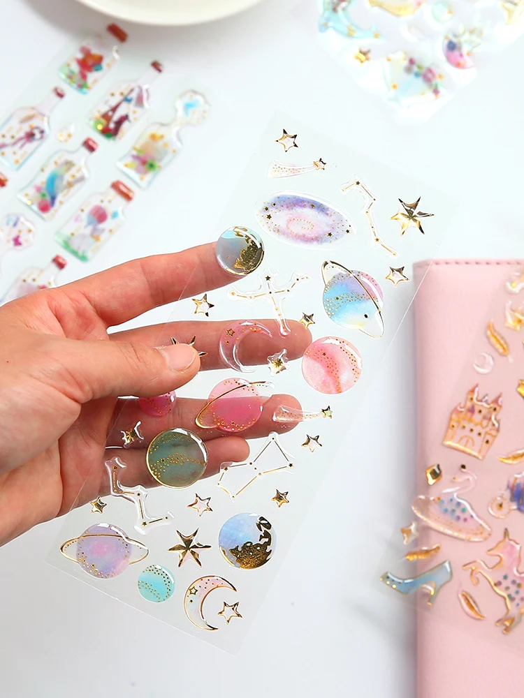 

Crystal Bronzing, Transparent Three-dimensional, Decorative Hand Account Mobile Phone Stickers Cute Hand Account stickers