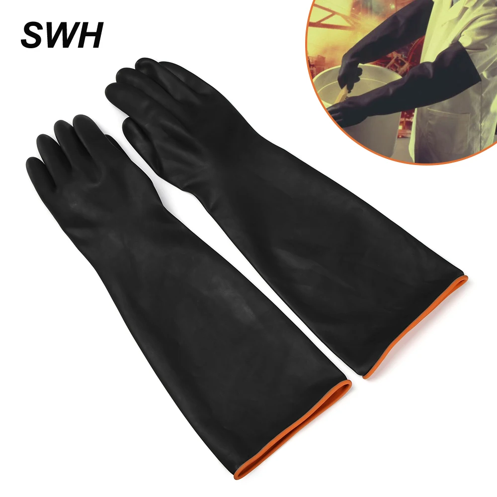

1 пара, резиновые защитные перчатки, длинные антихимические Промышленные Латексные Перчатки, устойчивые к кислотам и щелочам, защитные перч...
