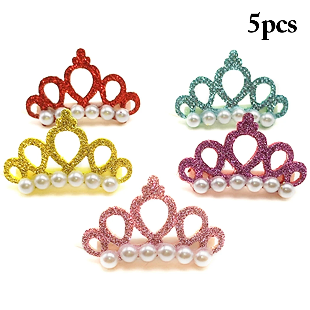 

Pet Accessoires 5pcs Small Dogs Faux Pearl Crown Shape Bows Hair Yorkshire Accessories For Pets Hair Clips Grooming Cat Bows