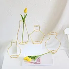 Творческий золотой железная линия ваза геометрический гидропоники Цветочная ваза для растений Арт Декор завод по производству металлических держатель садовый шланг Современный домашний декор