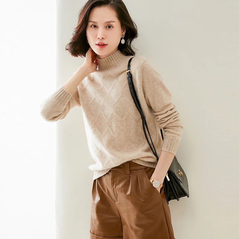 adishree 2020 woman winter 100% Cashmere sweaters autumn knitted Pullovers High Quality Warm Female thickening Turtleneck