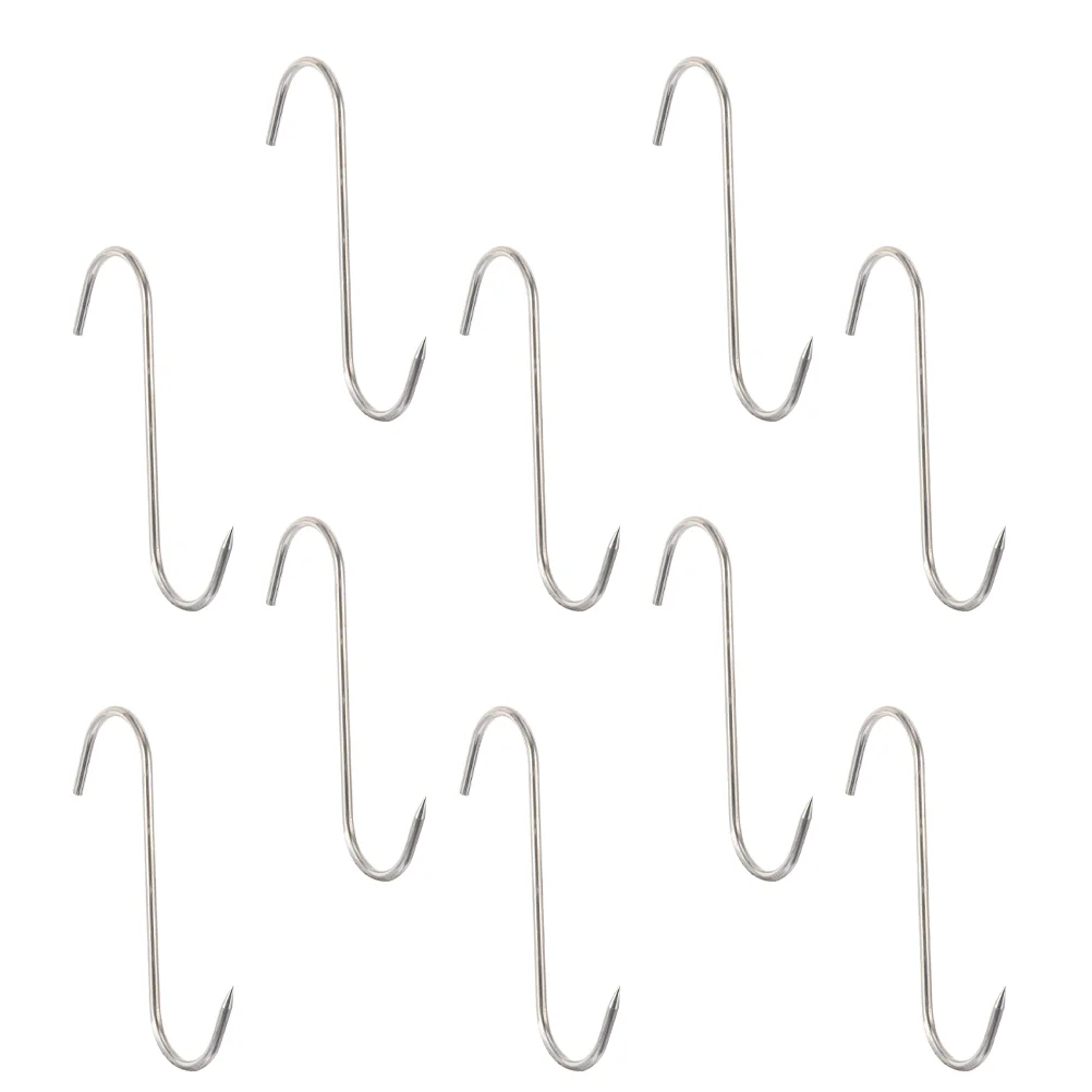 

10Pcs Meat Hooks Stainless Steel Wall Hooks S-Shaped Hooks Kitchen Gadget