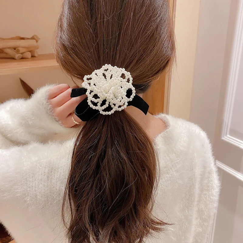 

Flower bow hair cord hair band accessories for girls gumki do wlosow accesorios para el cabello elastici per capelli