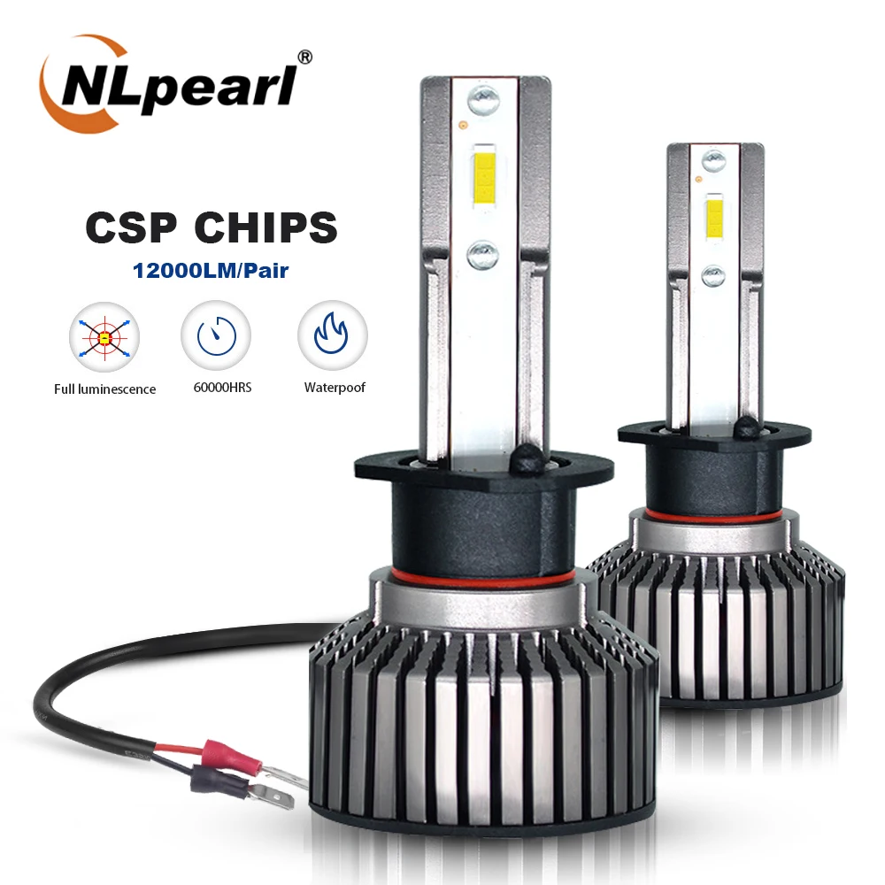 

NLpearl 2x H1 Led Headlight Bulbs 50W 6500K 12000LM CSP Chips H4 H7 H3 Led 9005 HB3 9006 HB4 9012 H9 H8 H11 Headlamps 12V White