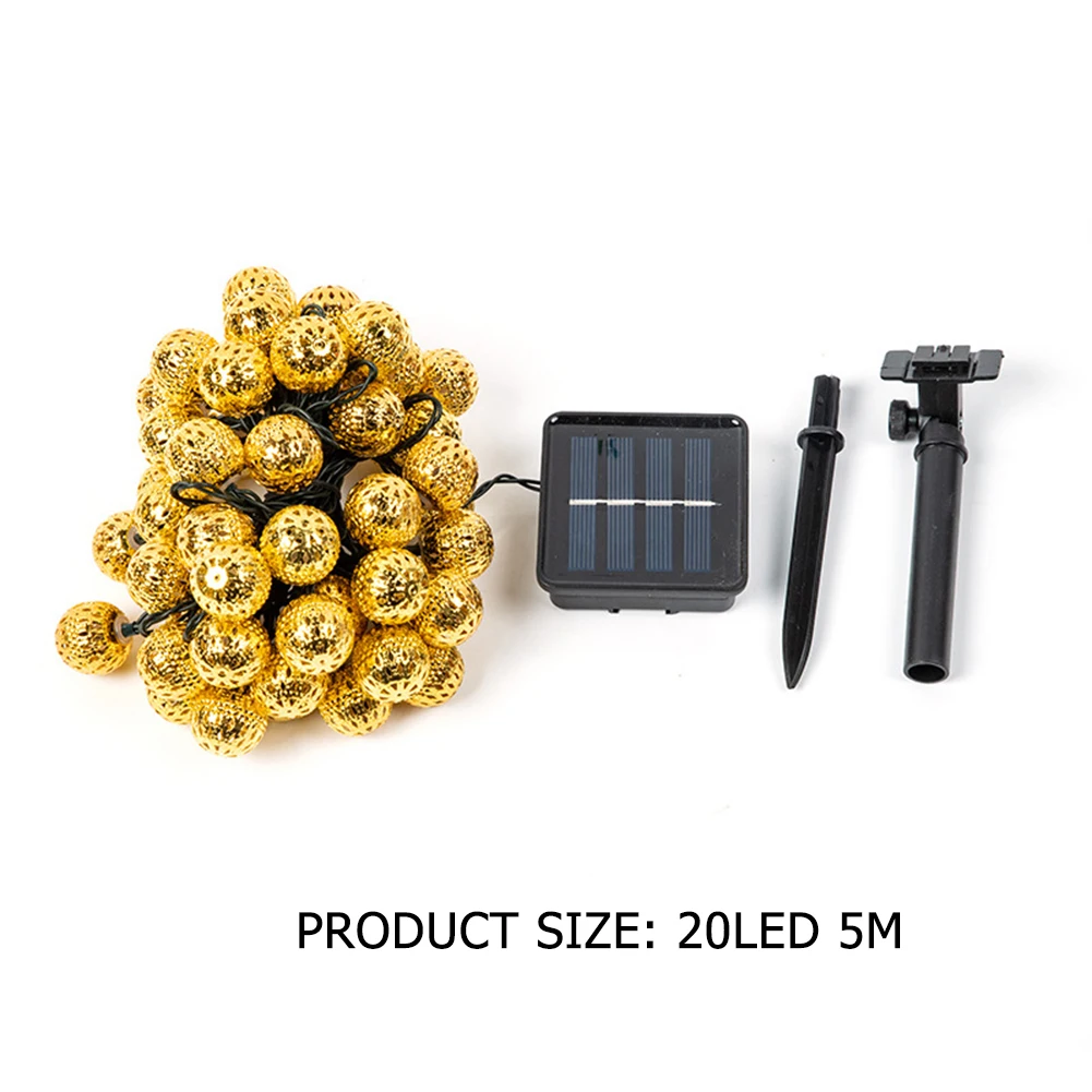 

20/50 LED Solar LED Fairy String Light Colorful Moroccan Ball Lamp Waterproof Outdoot Lighting for Wedding Party Garden Decor