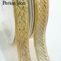10yardslot gold thread webbing strap ribbon embroidery woven braid for decorative clothing bag shoes ribbon accessories zd007