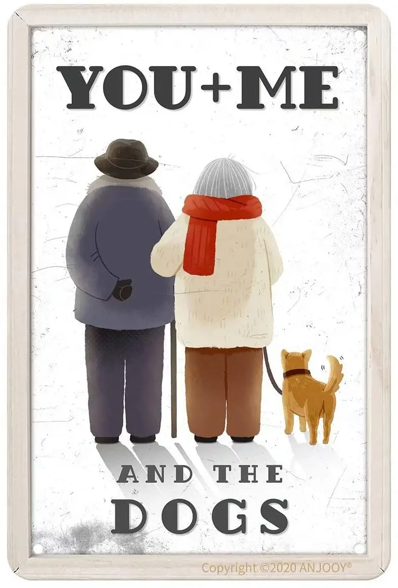 

Tin logo retro - me you and the dogs - Retro decorative poster bedroom Cafe family bar coffee beer kitchen bathroom door garden