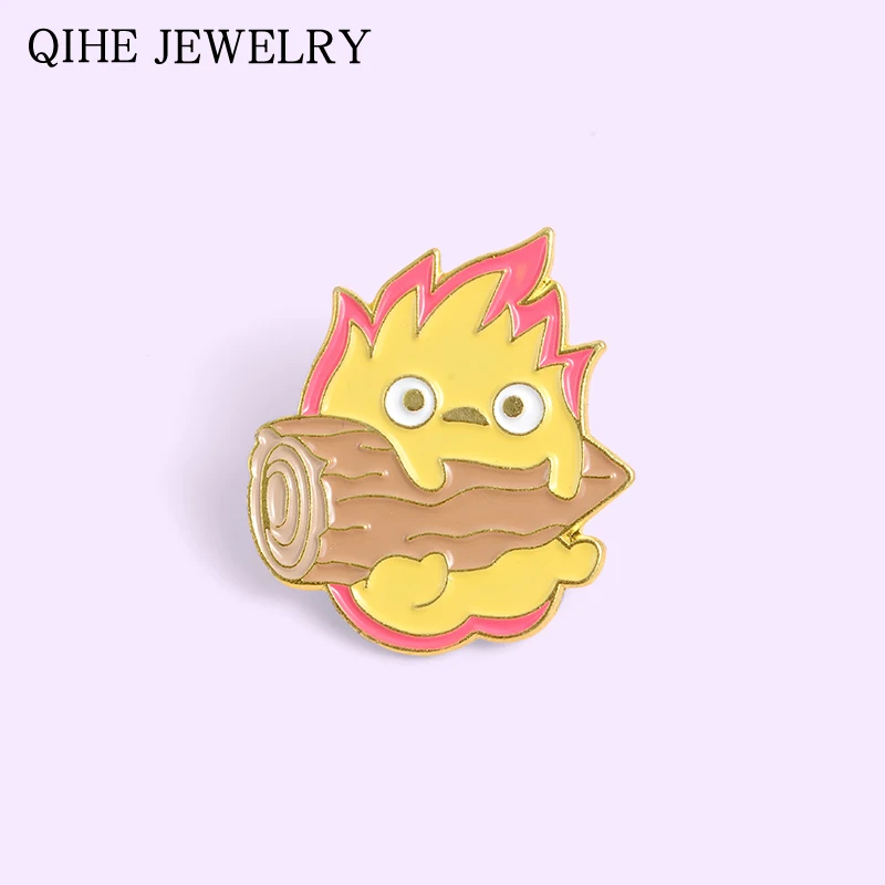 Значок аниме с эмалью для женщин и мужчин эмалированная булавка в виде огня