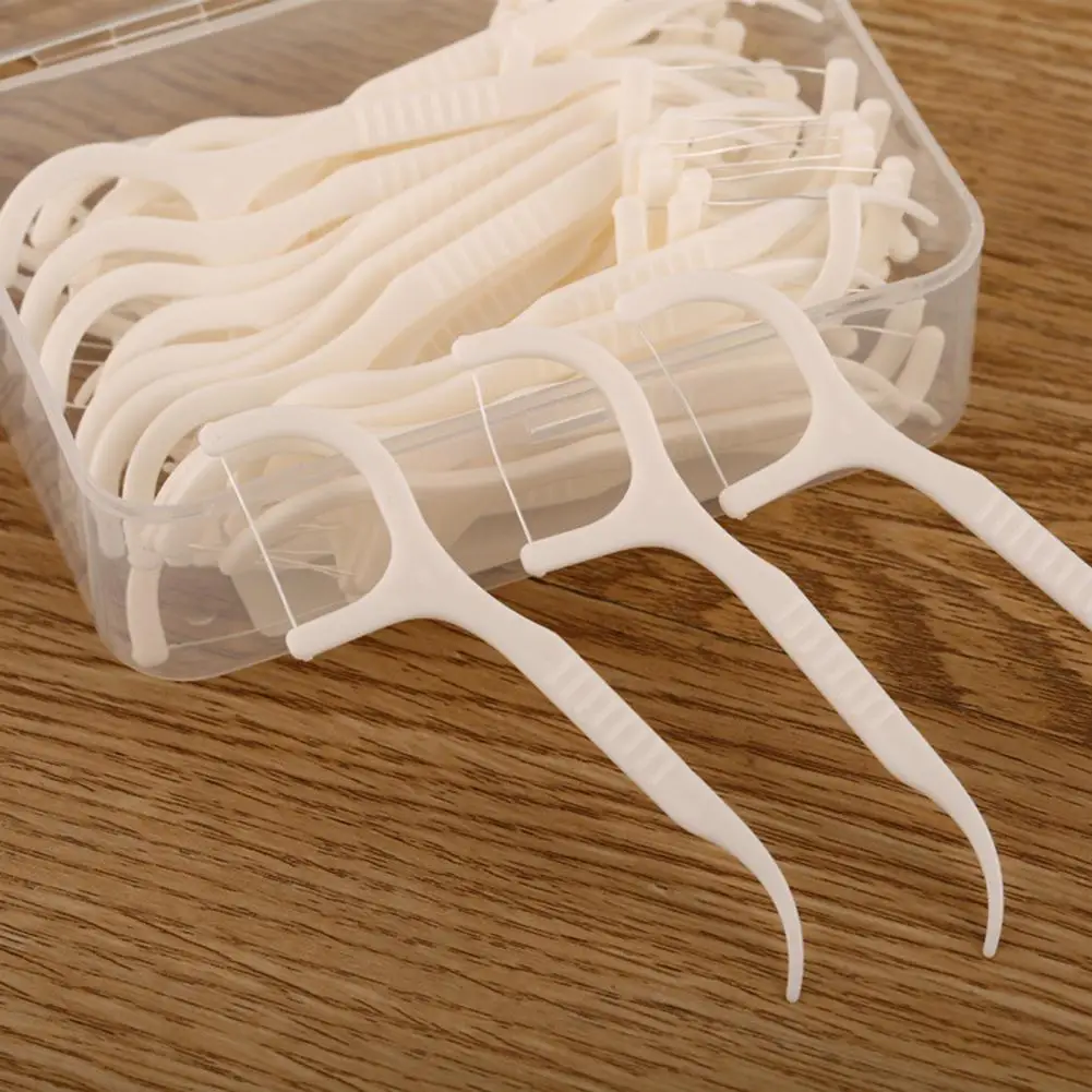 

50Pcs/Box Flosser Ultra Fine Non-drop Hollow Out Dental Floss for Oral Care Disposable Tooth Cleaning Sticks Oral Hygiene Care