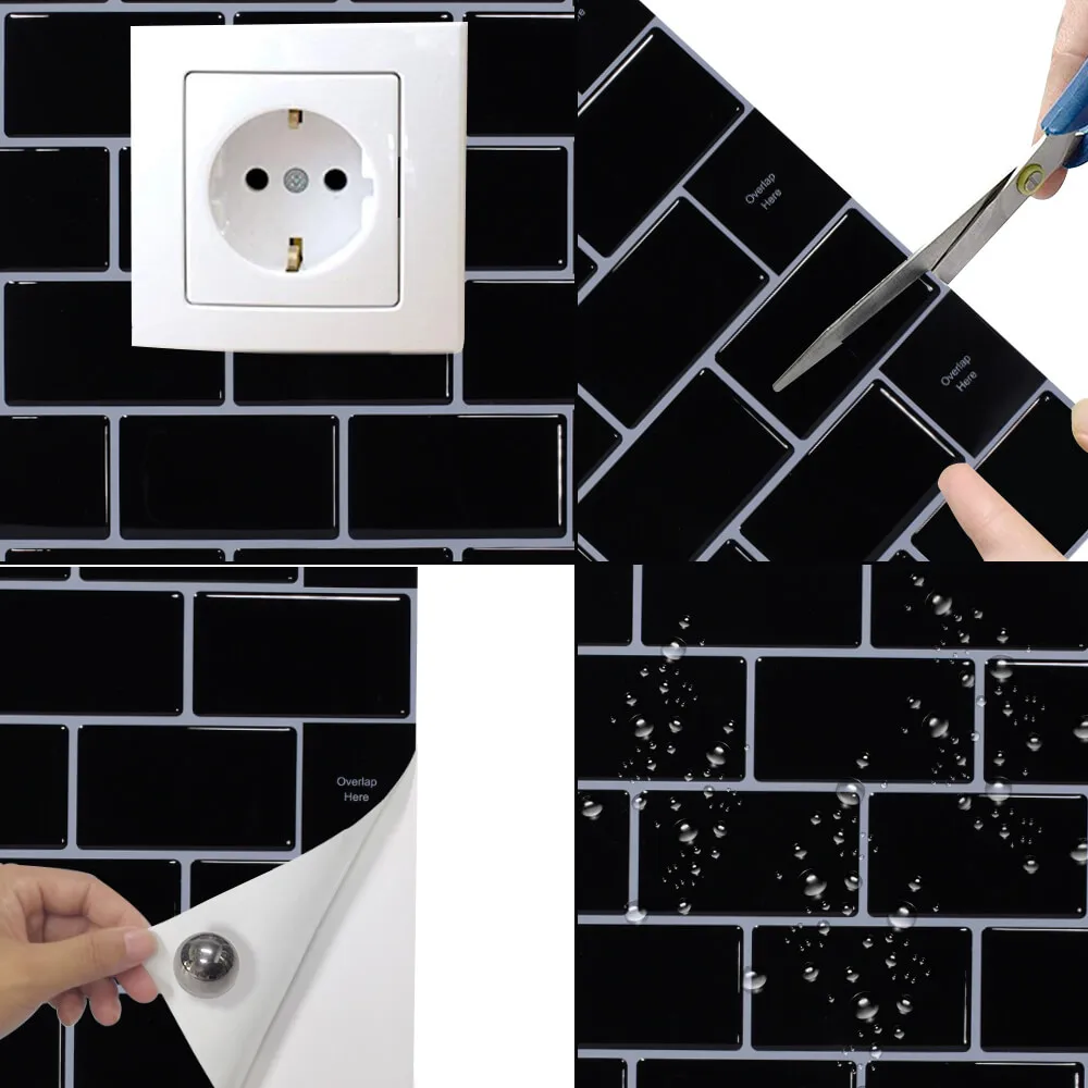 Vividtiles большая 12*12 дюймов 3D Бумага самоклеящаяся Съемная водонепроницаемая