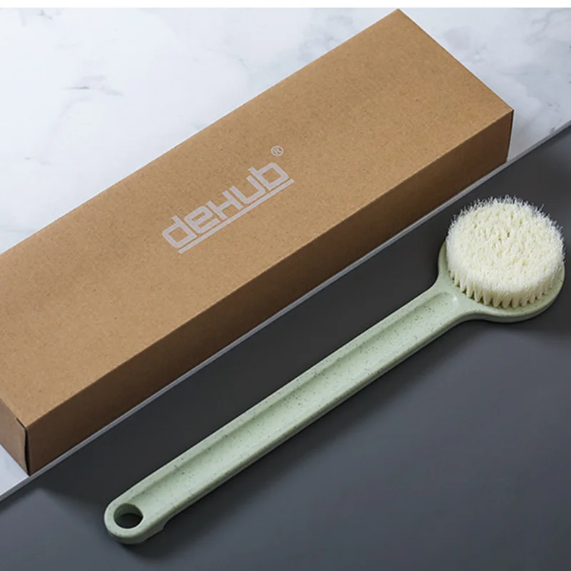 

Bathroom Non-Slip Body Bath Brush Body Scrubber Shower Accessories Artifact Straight Handle Bath Eraser With Holes Back Scrubber