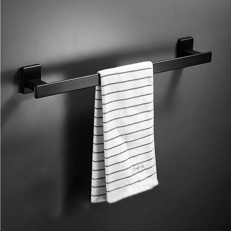 single towel bar Аксессуары для ванной комнаты вешалка для полотенец Держатель для полотенец угловая полка держатель для туалетной щетки крючки для халатов черный набор аксессуаров для ванной комнаты - Цвет: single towel bar
