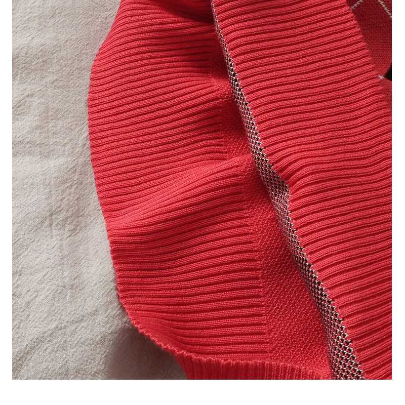 Красный винтажный свитер с треугольным вырезом жилет Женская майка без рукавов