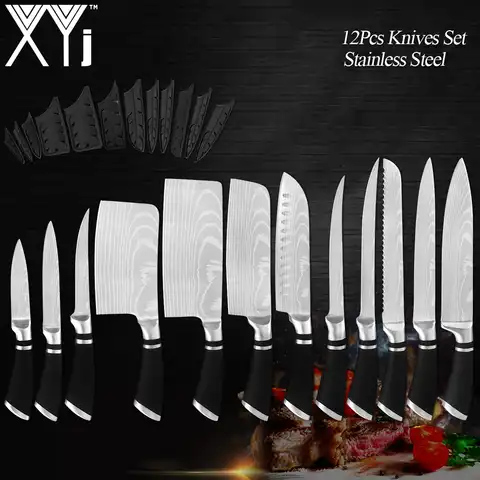 Набор ножей XYj из нержавеющей стали, Профессиональный кухонный нож шеф-повара, 8 дюймов, 7 дюймов, 6 дюймов, 5 дюймов, 3,5 дюймов, приспособления д...