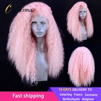 charisma pink wig synthetic lace front wig long curly afro wigs high temperature fiber hair lace wigs for women cosplay