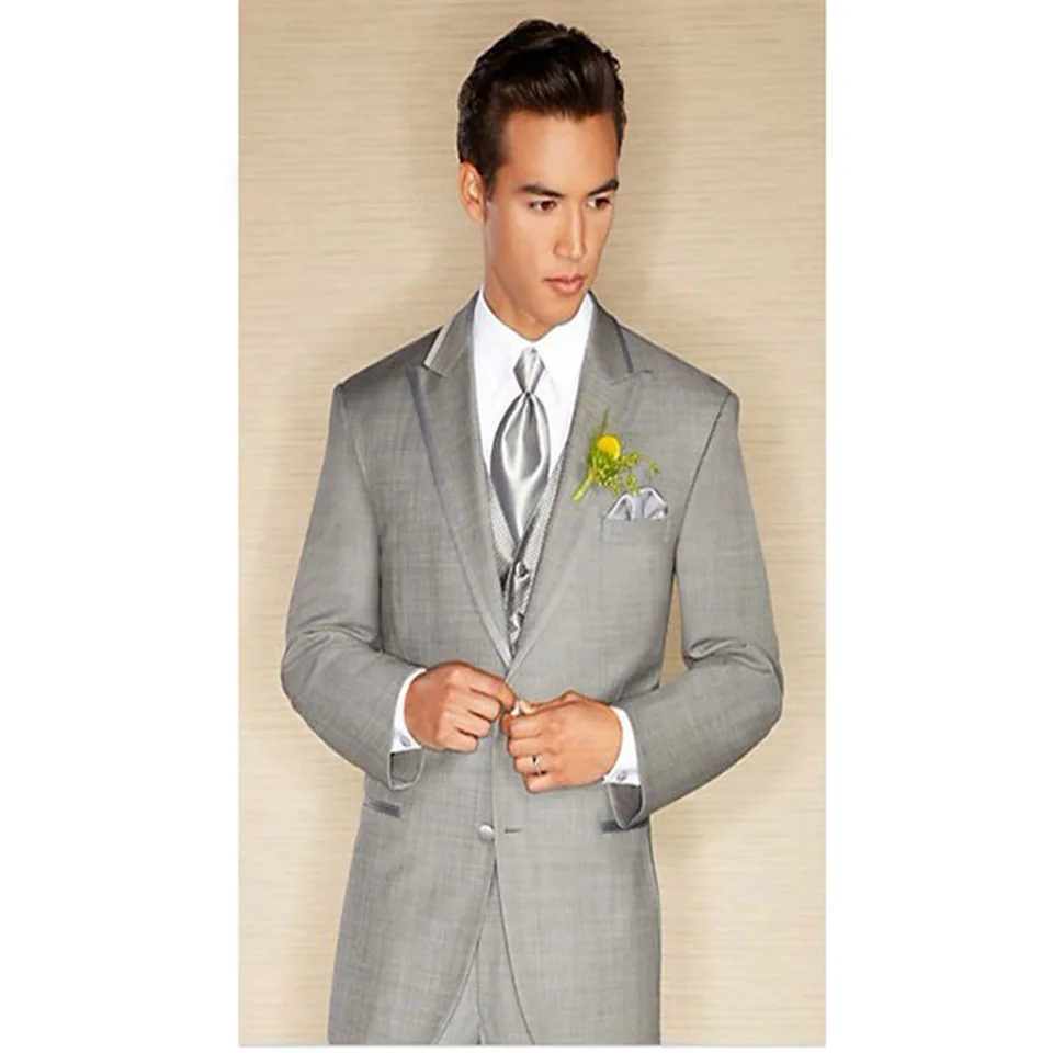 

Индивидуальный заказ Для мужчин костюмы поступление смокинг жениха женихов Для мужчин светильник Серый Свадебный вечерний ужин костюмы Best...