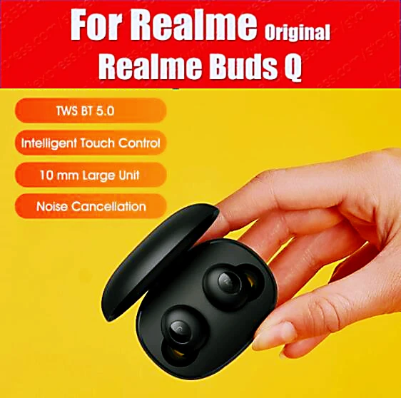 

Realme-auriculares inalámbricos Buds Q TWS, estéreo, a prueba de agua, con controles táctiles inteligentes, manos libres con mic