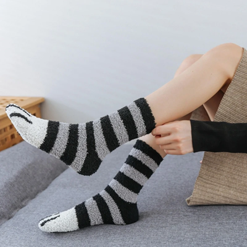 

6 Pairs Women Cute Claws Winter Warm Slipper Socks Fuzzy Plush Floor Hosiery X5XD
