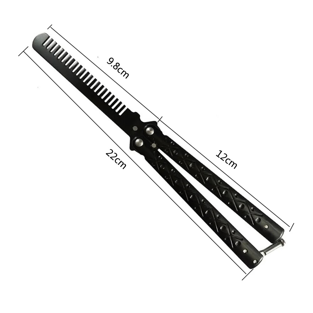 

Butterfly-style camping metal folding Balisong coach comb butterfly knife safety coach model comb butterfly comb beard brush