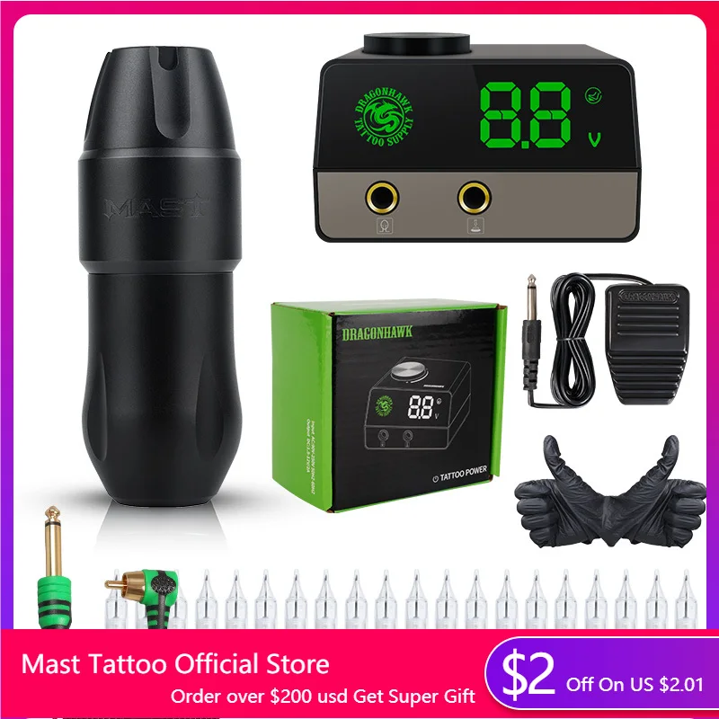 Набор для тату машинки Dragonhawk Mast Top мотор Вращающаяся ручка источник питания