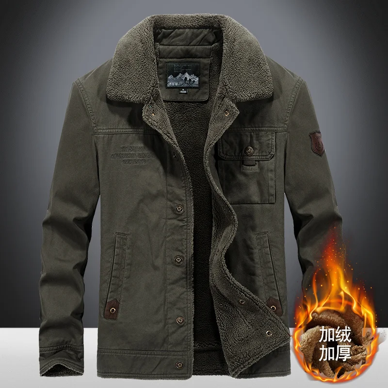

2021 Winter Bomber Jacket Men Cotton Fleece Thick Warm Coats Male Fur Collar Army Tactical Outwear Windbreaker Jackets clothing