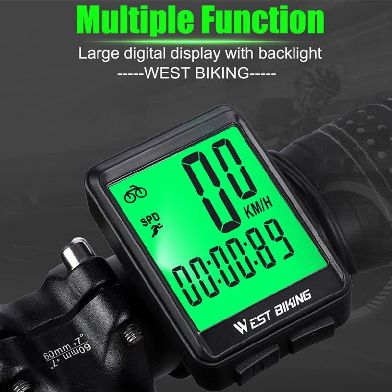 Компьютер велосипедный Водонепроницаемый проводной с большим экраном 2 1 дюйма