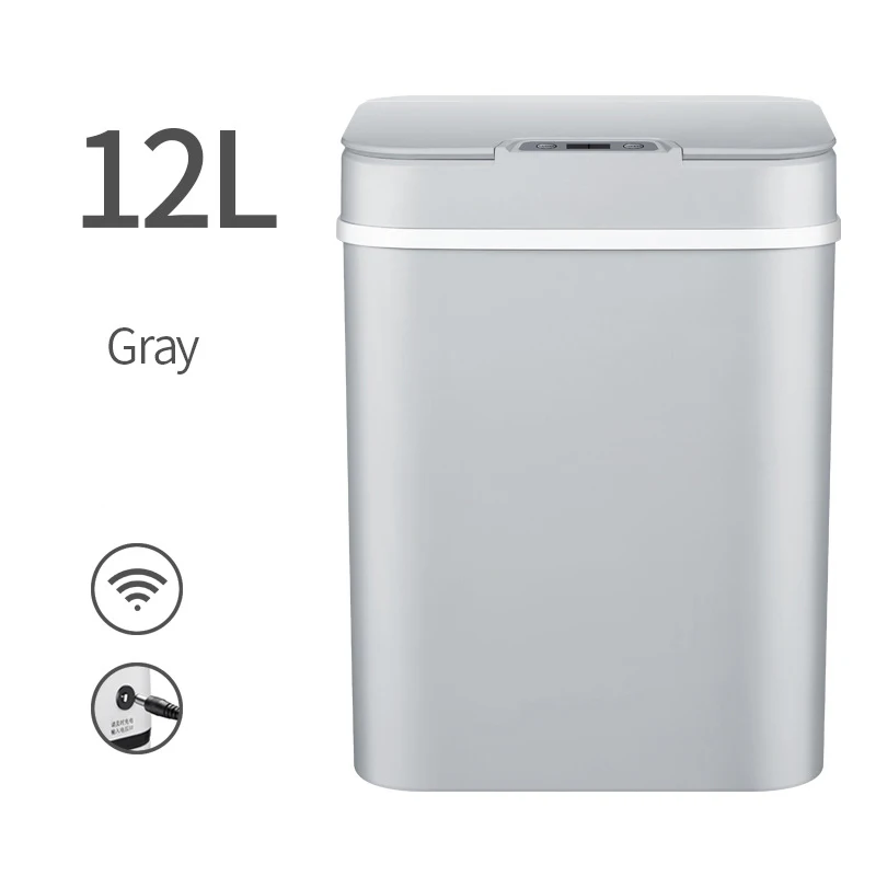 Grey 12L Прямоугольная индукция автоматический датчик держатель для мусорного мешка 12л мусорное ведро автомобиля свалки баки для компоста мини Trashcan чистящие средства - Цвет: Grey 12L