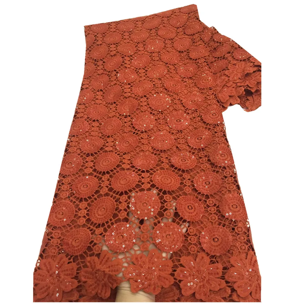 

Latest 2021 Hollow Out French Guipure Cord Lace High Quality Nigerian African Cord Lace Fabric Milk Silk For Party Dress x66-463