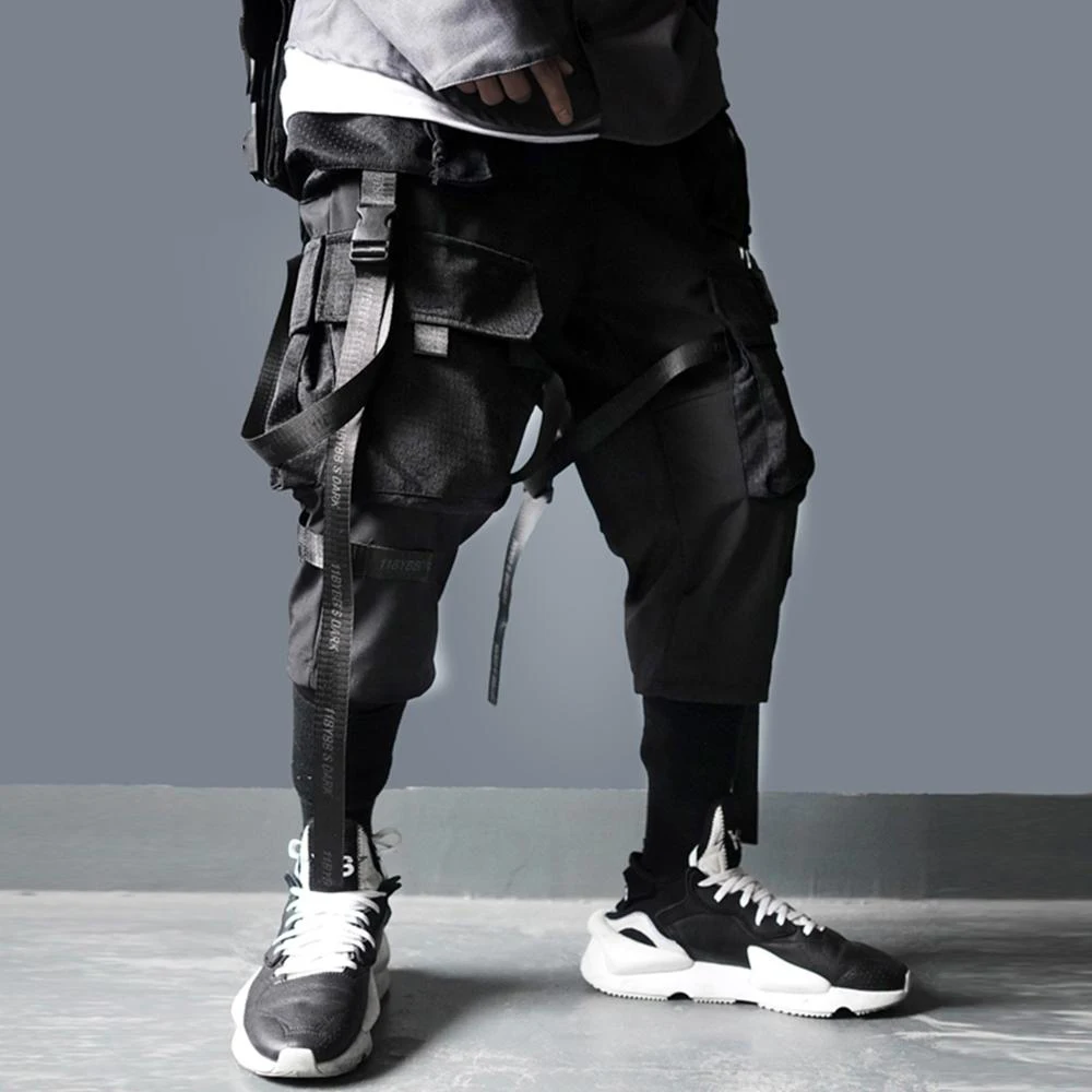 

Ribbons Multi Pockets Cargo Pants Harajuku Casual Track Trouser Streetwear Techwear Pants Joggers Cyberpunk Men's clothes