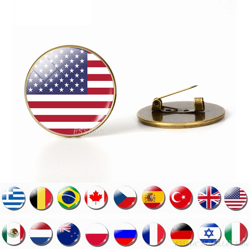 

Country World Flags Brooch Pins National Flag Brooches America USA US Canada England Spain Russia Norway Jewelry Dropshipping