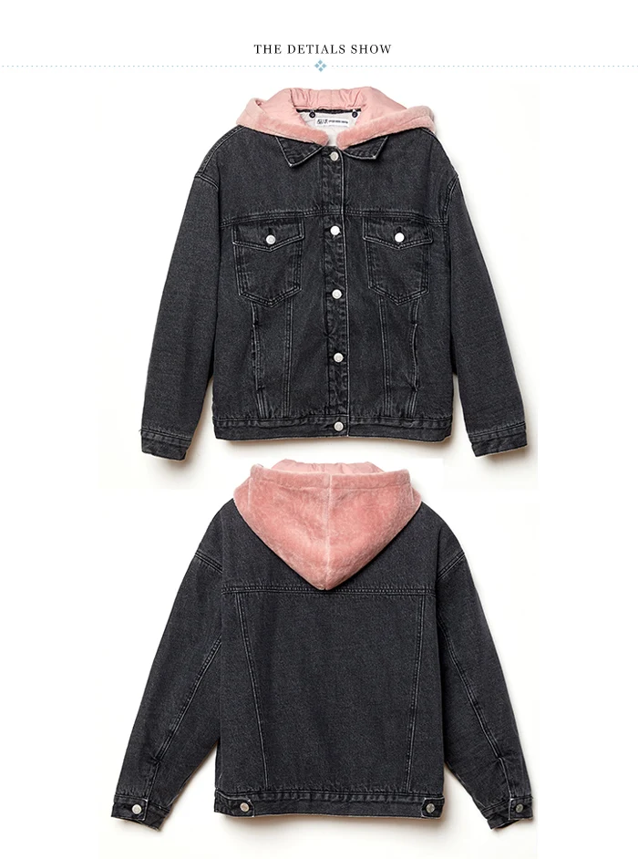 Женская джинсовая куртка с начесом LEIJIJEANS, теплая стильная куртка с розовым капюшоном, новая молодежная модель 9226R большого размера на зиму
