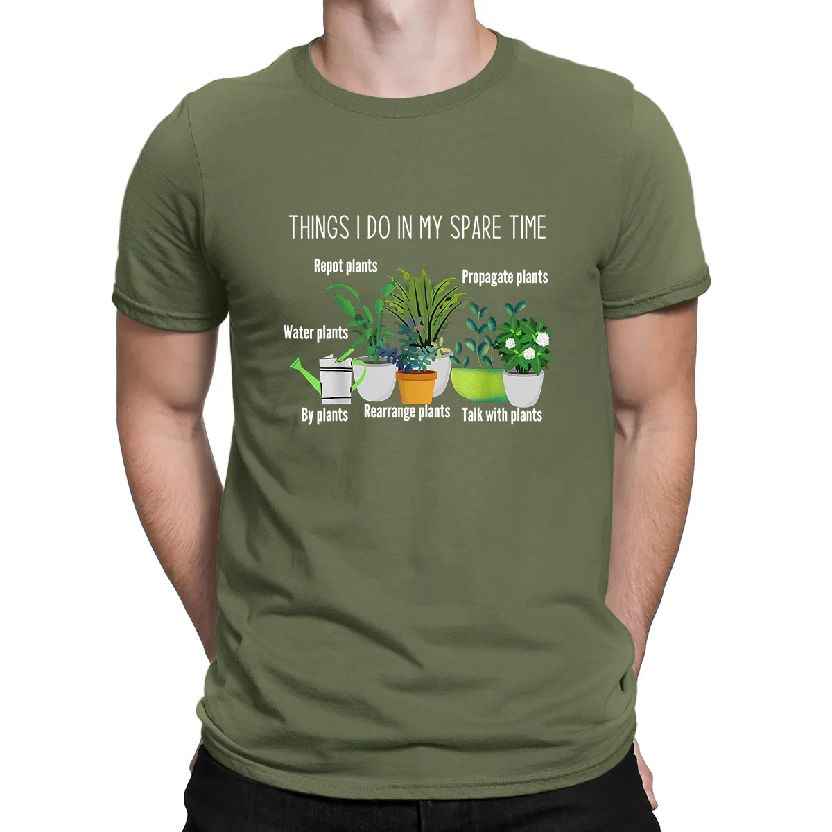

Things I Do In My Spare Time Plant Funny Gardener Gardening Plant Lover Vintage Fashion Plant Print Men's TShirt Streetwear Top
