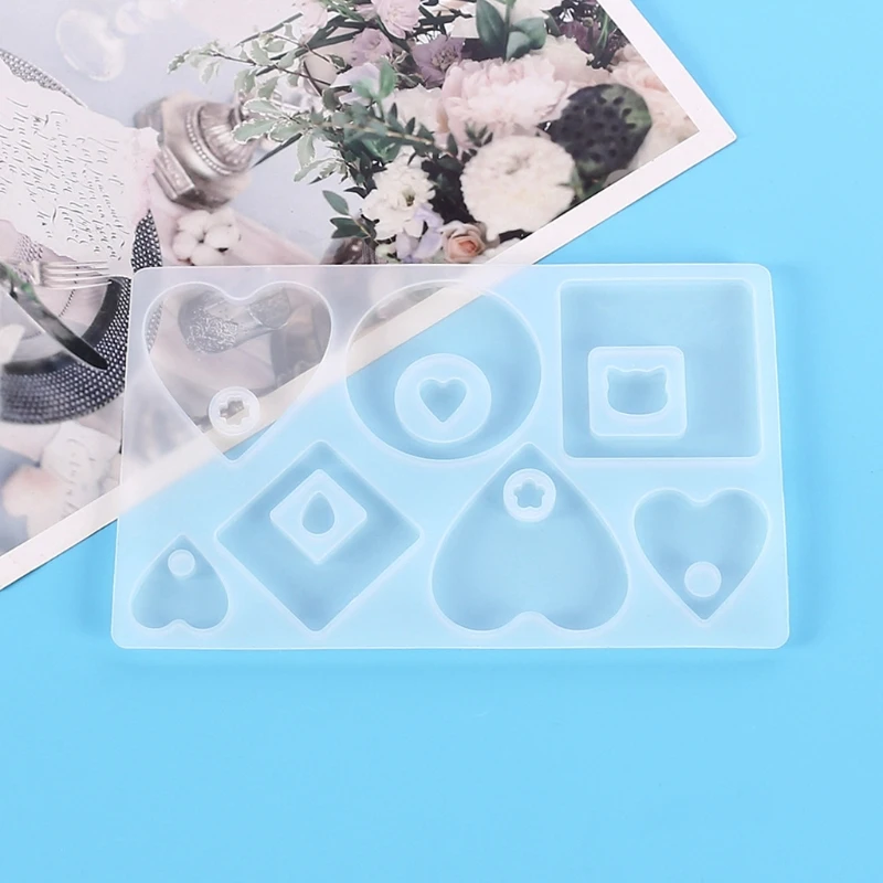 

Jewelry Casting Molds Round Heart Square Pendant Resin Molds with Hanging Hole