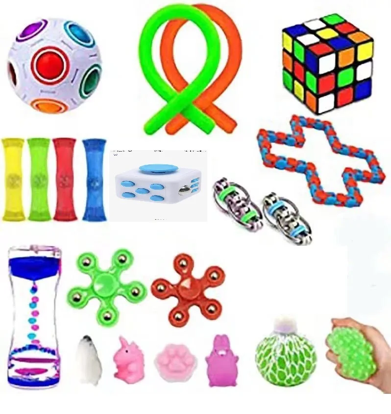 

20 Pack Fidget Sensory Toy Set Stress Relief Toys Autism Anxiety Relief Stress Pop Bubble Fidget Sensory Toy for Kids Adults