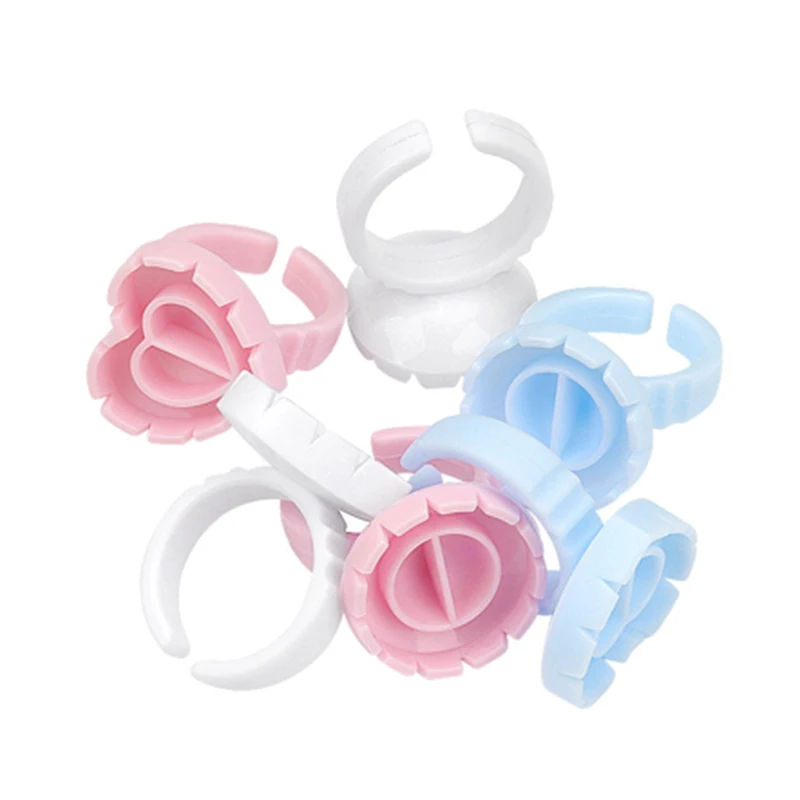 

100pcs Disposable Glue Ring Cups For Eyelashes Extension Glue Tattoo Pigment Holder Eyelash Adhesive Pallet Lash Tools
