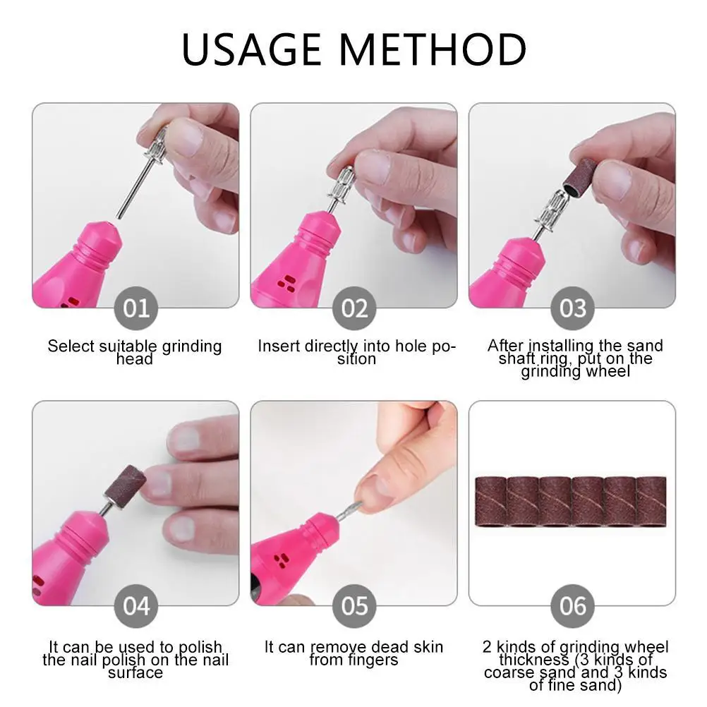 

Professional Electric Nail Drill Nail File Pen Pedicure UV LED Gel Polish Remover Nail Polish Nail Polisher USB Cable Nail Tool