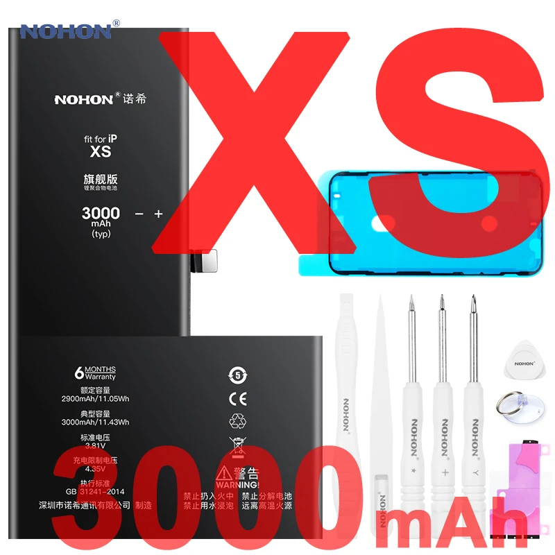 

Nohon Battery For iPhone Xs iPhoneXs 2900-3000mAh High Capacity Li-polymer Bateria For Apple iPhone Xs iPhoneXs Batteries +Tools