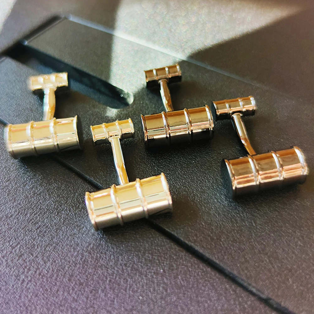 2PRS/наборы цилиндрический дизайн запонки для мужчин черный/белый цвет OL медные