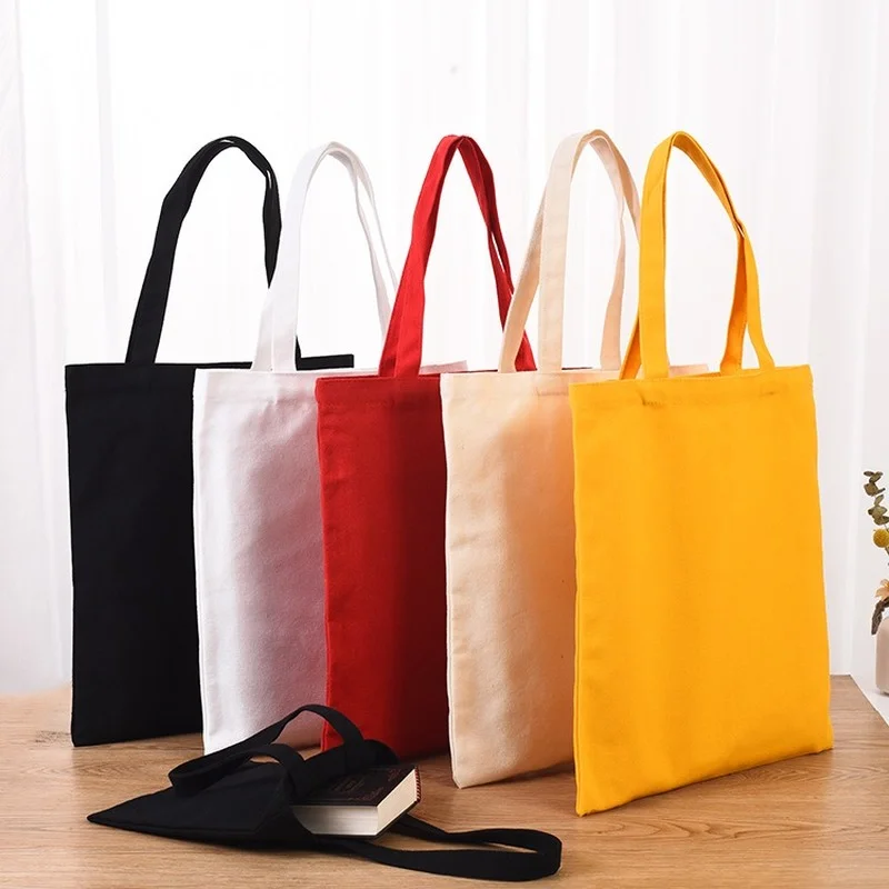Handbag Solid Color Blank Student Tuition Cotton Bag Canvas Bag Portable Single-Shoulder Bag