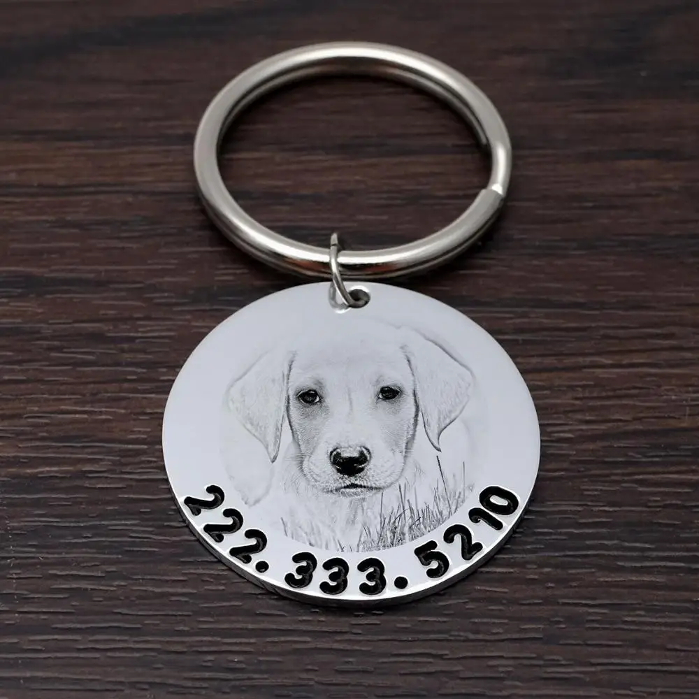 

Personalized Dog Tag Custom Photo Pet ID Tag For Puppy Lost Tag Christmas Gift Portrait Pet Gifts